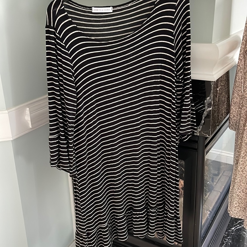 Beautiful knit black and white striped dress